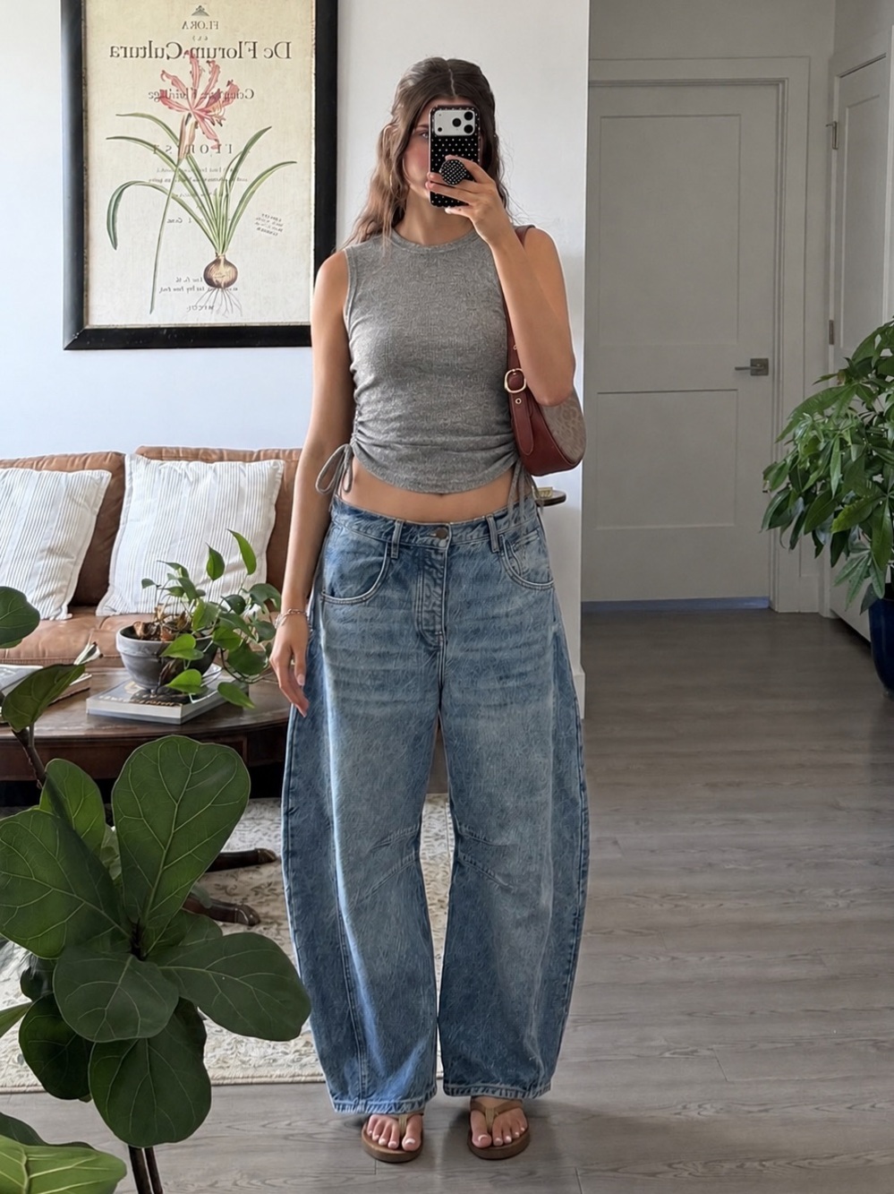 Gray Sleeveless Women’s Top With Side Tie Ruching Business Casual Old Money Fall